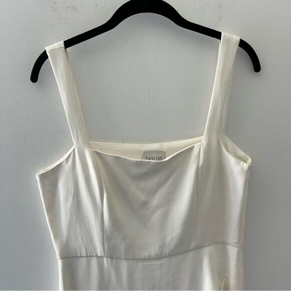 Saylor Caylin White Feathered Dress L - Picture 7 of 9